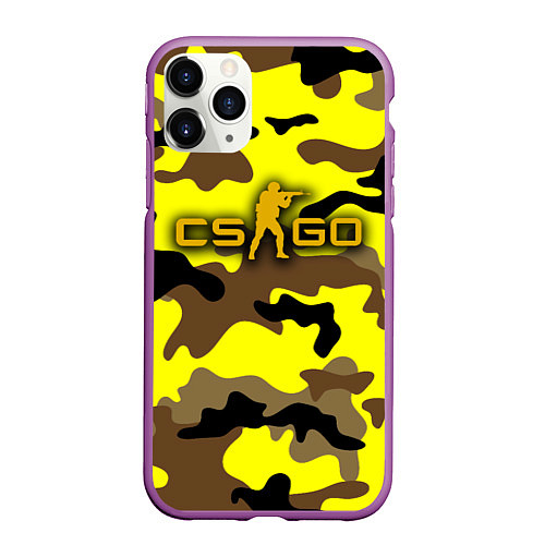 Чехол iPhone 11 Pro матовый Counter-Strike Камуфляж Жёлто-Коричневый / 3D-Фиолетовый – фото 1