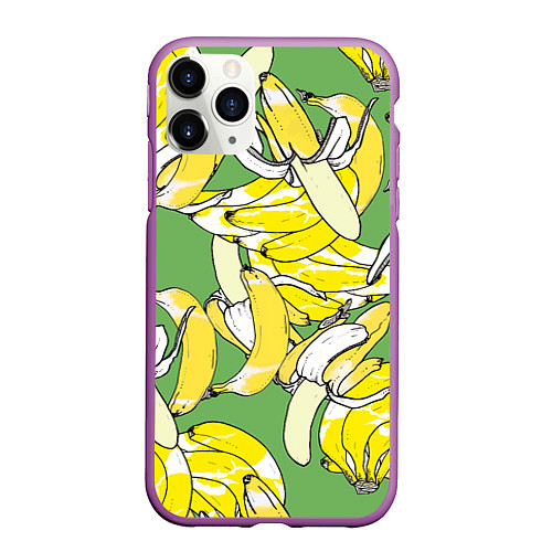 Чехол iPhone 11 Pro матовый Banana pattern Summer Food / 3D-Фиолетовый – фото 1