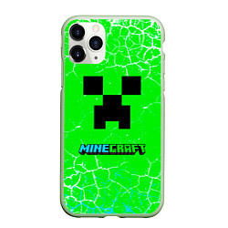 Чехол iPhone 11 Pro матовый Minecraft зеленый фон