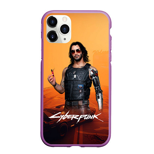 Чехол iPhone 11 Pro матовый Vi cyberpunk 2077 / 3D-Фиолетовый – фото 1