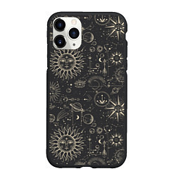 Чехол iPhone 11 Pro матовый Небесные тела, созвездия, солнце, космос, мистика, цвет: 3D-черный