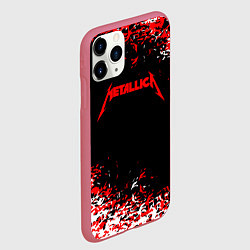 Чехол iPhone 11 Pro матовый Metallica текстура белая красная, цвет: 3D-малиновый — фото 2