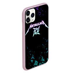 Чехол iPhone 11 Pro матовый Metallica металлика neon, цвет: 3D-розовый — фото 2