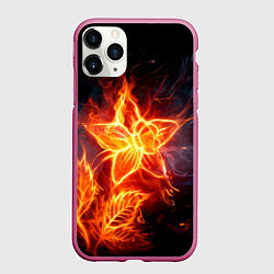 Чехол iPhone 11 Pro матовый Flower Neon Fashion 2035 Flame