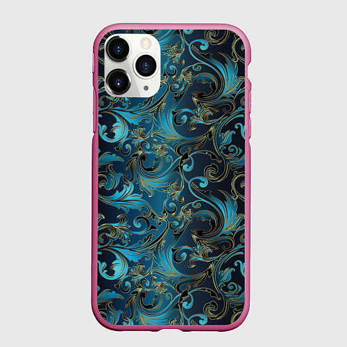 Чехол iPhone 11 Pro матовый Blue Abstract Узоры / 3D-Малиновый – фото 1