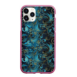 Чехол iPhone 11 Pro матовый Blue Abstract Узоры, цвет: 3D-малиновый