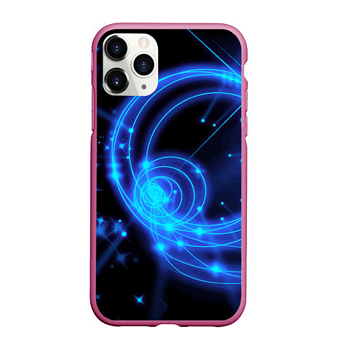 Чехол iPhone 11 Pro матовый Неоновый космос Neon space / 3D-Малиновый – фото 1