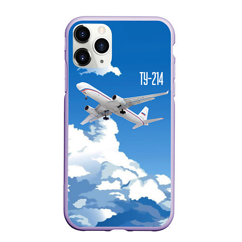 Чехол iPhone 11 Pro матовый Самолет Ту-214 / 3D-Светло-сиреневый – фото 1