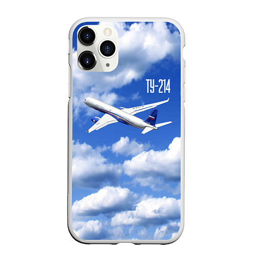 Чехол iPhone 11 Pro матовый Самолет Ту-214 / 3D-Белый – фото 1