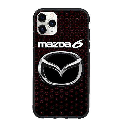 Чехол iPhone 11 Pro матовый MAZDA 6 - Соты / 3D-Черный – фото 1