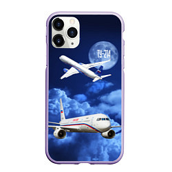 Чехол iPhone 11 Pro матовый Пассажирский самолет Ту-214, цвет: 3D-светло-сиреневый