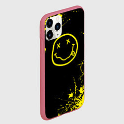 Чехол iPhone 11 Pro матовый Nirvana texture смайл, цвет: 3D-малиновый — фото 2