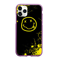 Чехол iPhone 11 Pro матовый Nirvana texture смайл, цвет: 3D-фиолетовый