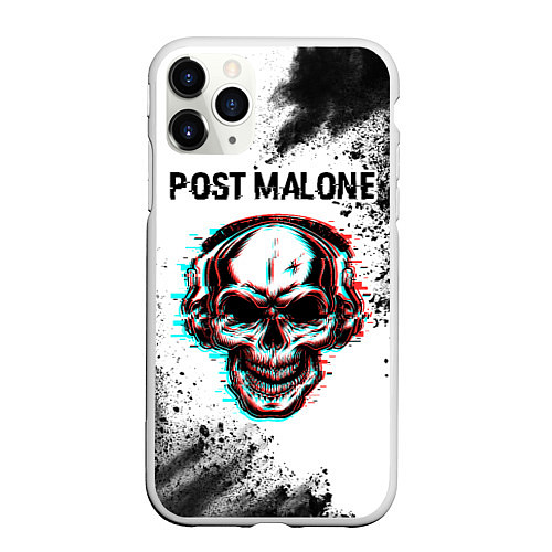 Чехол iPhone 11 Pro матовый Post Malone - ЧЕРЕП - Арт / 3D-Белый – фото 1