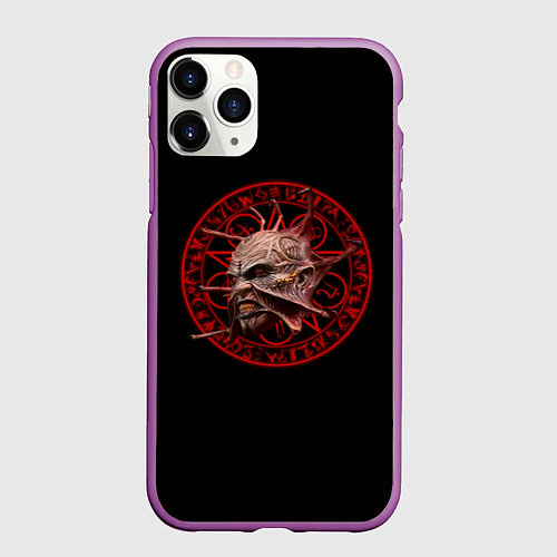 Чехол iPhone 11 Pro матовый Джиперс Криперс и пентограмма / 3D-Фиолетовый – фото 1