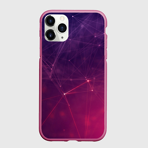 Чехол iPhone 11 Pro матовый Абстрактные взаимосвязанные линии / 3D-Малиновый – фото 1