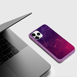 Чехол iPhone 11 Pro матовый Абстрактные взаимосвязанные линии, цвет: 3D-фиолетовый — фото 2