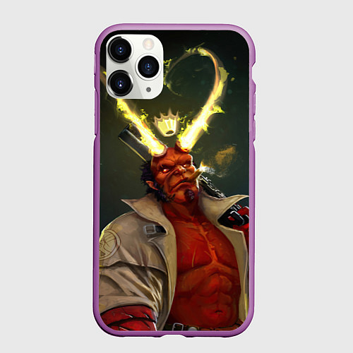 Чехол iPhone 11 Pro матовый ХЕЛЛБОЙ ЧЕРТ ДЕМОН / 3D-Фиолетовый – фото 1