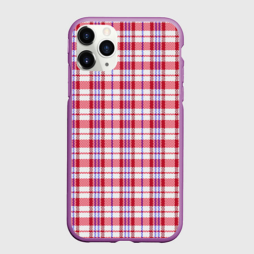 Чехол iPhone 11 Pro матовый Клетчатая сумка челночника паттерн Дань 90-ым / 3D-Фиолетовый – фото 1