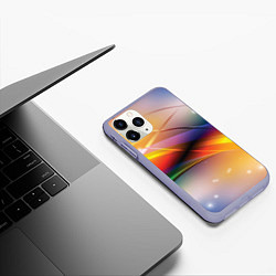 Чехол iPhone 11 Pro матовый Абстрактные линии разных цветов, цвет: 3D-светло-сиреневый — фото 2