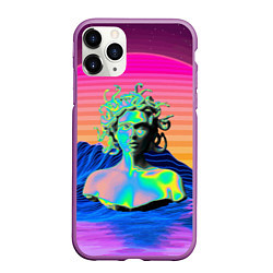 Чехол iPhone 11 Pro матовый Gorgon Medusa Vaporwave Neon Mountains, цвет: 3D-фиолетовый