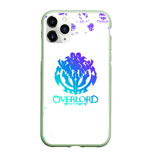 Чехол iPhone 11 Pro матовый Overlord неоновый логотип / 3D-Салатовый – фото 1