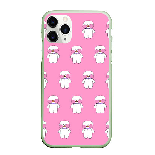 Чехол iPhone 11 Pro матовый ЛАЛАФАНФАН на розовом фоне / 3D-Салатовый – фото 1