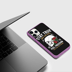 Чехол iPhone 11 Pro матовый Сила в правде, а правда в рок-н-ролле!, цвет: 3D-фиолетовый — фото 2