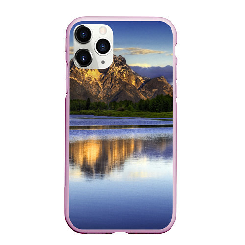 Чехол iPhone 11 Pro матовый Горы mountains / 3D-Розовый – фото 1