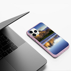 Чехол iPhone 11 Pro матовый Горы mountains, цвет: 3D-розовый — фото 2