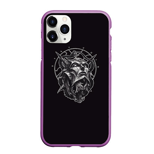 Чехол iPhone 11 Pro матовый Dark mask / 3D-Фиолетовый – фото 1