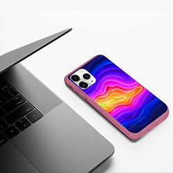 Чехол iPhone 11 Pro матовый Растекание красок, цвет: 3D-малиновый — фото 2