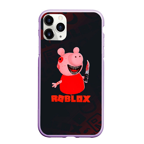 Чехол iPhone 11 Pro матовый ROBLOX - СВИНКА ПИГГИ / 3D-Сиреневый – фото 1