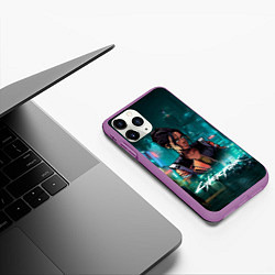 Чехол iPhone 11 Pro матовый Нарисованная Панам, цвет: 3D-фиолетовый — фото 2