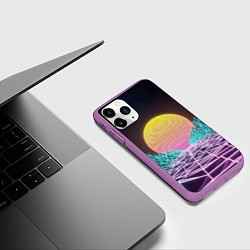 Чехол iPhone 11 Pro матовый Vaporwave Закат солнца в горах Neon, цвет: 3D-фиолетовый — фото 2