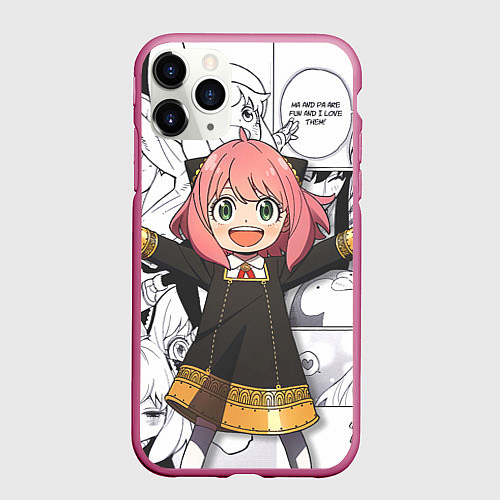 Чехол iPhone 11 Pro матовый Семья Шпиона Spy x Family / 3D-Малиновый – фото 1