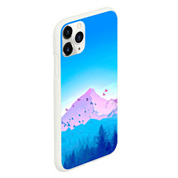 Чехол iPhone 11 Pro матовый Лес Горы Стая птиц Nature, цвет: 3D-белый — фото 2