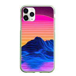 Чехол iPhone 11 Pro матовый Vaporwave Mountains Психоделика Неон