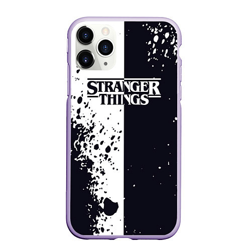 Чехол iPhone 11 Pro матовый STRANGER THINGS ОЧЕНЬ СТРАННЫЕ ДЕЛА ДВА ЦВЕТА / 3D-Светло-сиреневый – фото 1