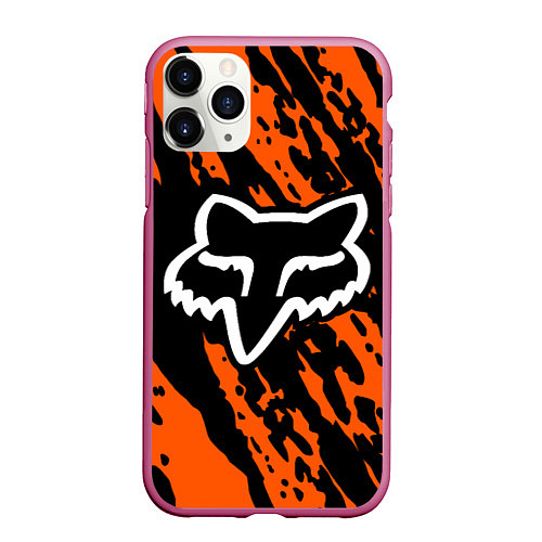 Чехол iPhone 11 Pro матовый FOX MOTOCROSS ORANGE / 3D-Малиновый – фото 1