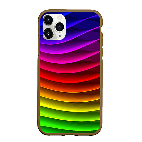 Чехол iPhone 11 Pro матовый Color line neon pattern Abstraction Summer 2023 / 3D-Коричневый – фото 1