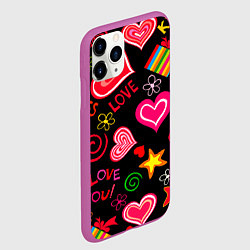 Чехол iPhone 11 Pro матовый Я ЛЮБЛЮ ТЕБЯ РОДНАЯ!, цвет: 3D-фиолетовый — фото 2