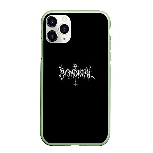 Чехол iPhone 11 Pro матовый Immortal, крест и пентаграмма / 3D-Салатовый – фото 1