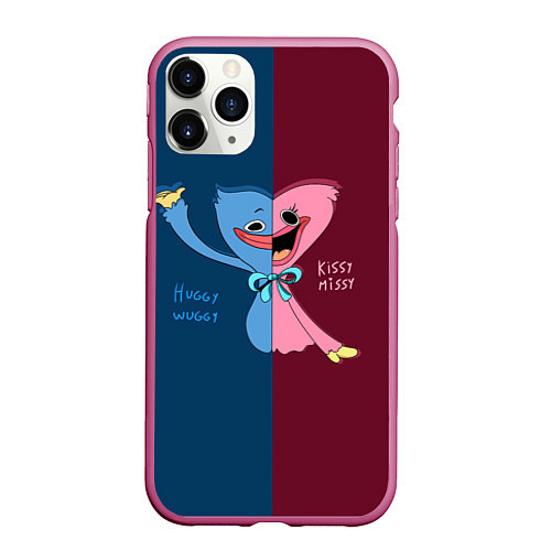 Чехол iPhone 11 Pro матовый POPPY PLAYTIME HAGGY WAGGY AND KISSY MISSY / 3D-Малиновый – фото 1