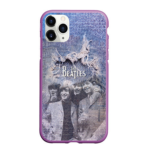 Чехол iPhone 11 Pro матовый The Beatles Легендарная Ливерпульская четвёрка / 3D-Фиолетовый – фото 1