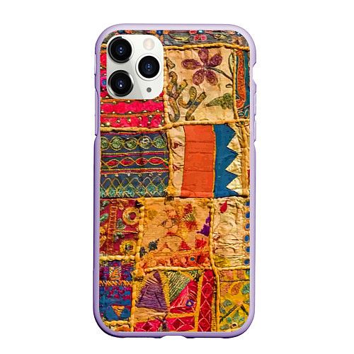 Чехол iPhone 11 Pro матовый Пэчворк Лоскутное одеяло Patchwork Quilt / 3D-Светло-сиреневый – фото 1