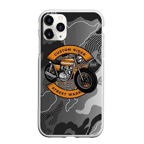 Чехол iPhone 11 Pro матовый Moto-sport Мотоцикл / 3D-Белый – фото 1