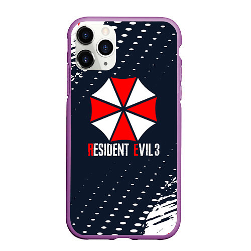 Чехол iPhone 11 Pro матовый Umbrella Corporation Resident Evil Краски / 3D-Фиолетовый – фото 1