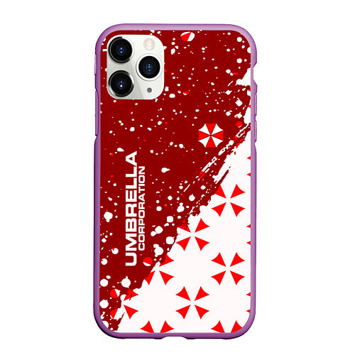 Чехол iPhone 11 Pro матовый Resident Evil Umbrella Corporation паттерн / 3D-Фиолетовый – фото 1