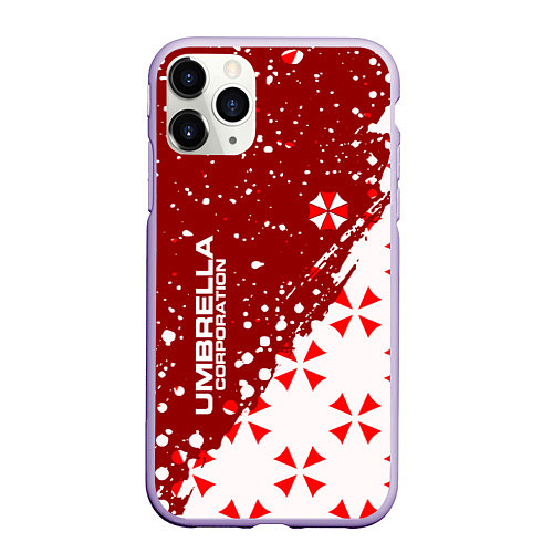 Чехол iPhone 11 Pro матовый Resident Evil Umbrella Corporation паттерн / 3D-Светло-сиреневый – фото 1